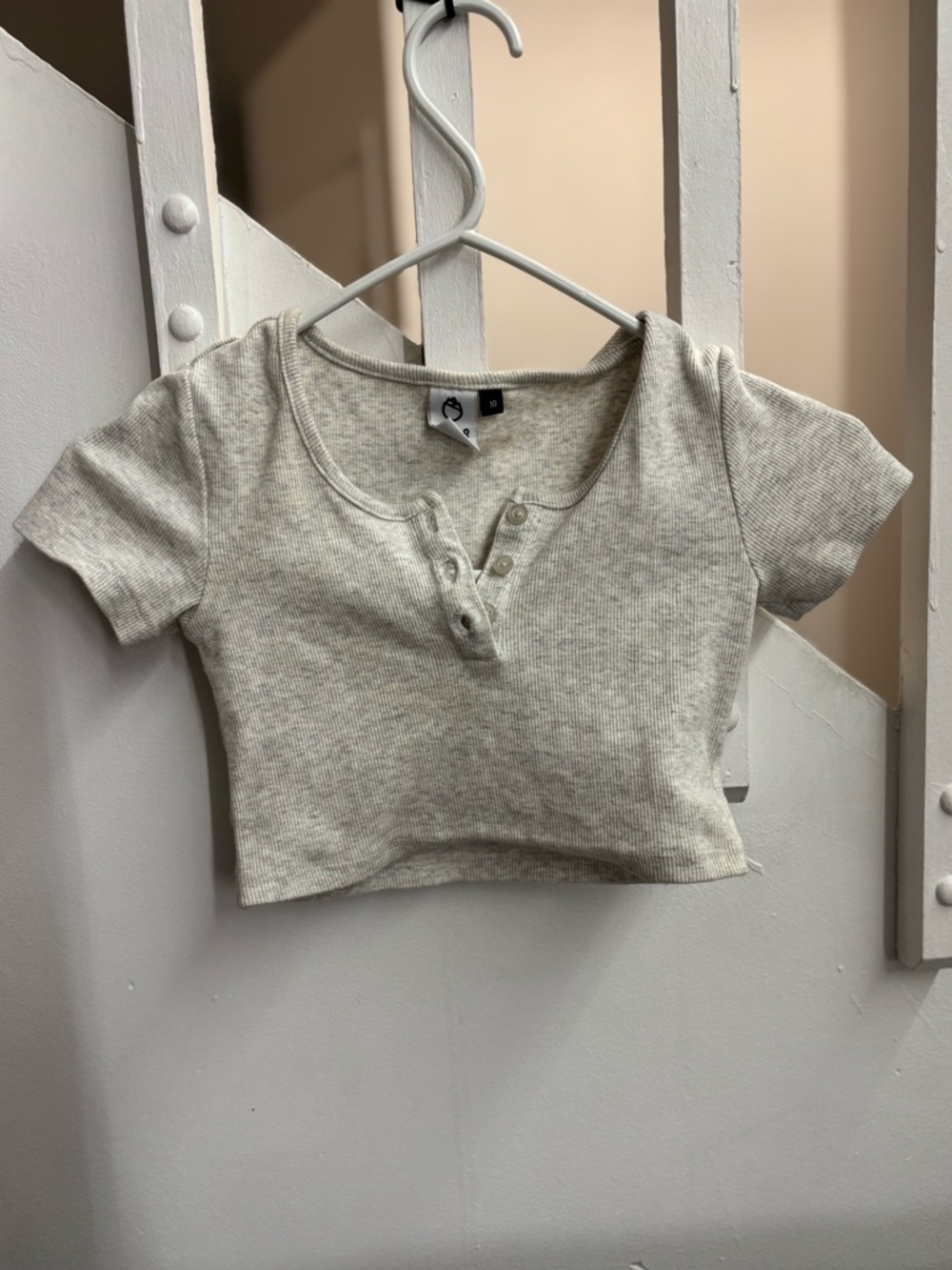 Sabo Skirt Grey Ribbed Henley Crop Top